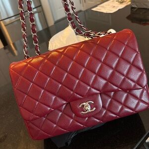 Chanel Jumbo Flap in Burgundy Caviar Shoulder Bag